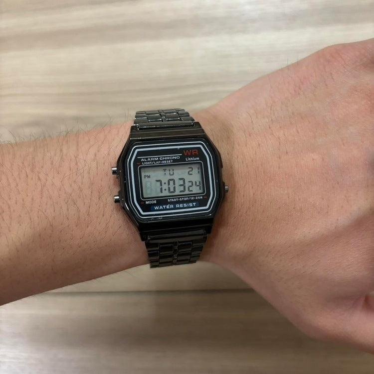 0154 - Retro Square Black Digital Watch
