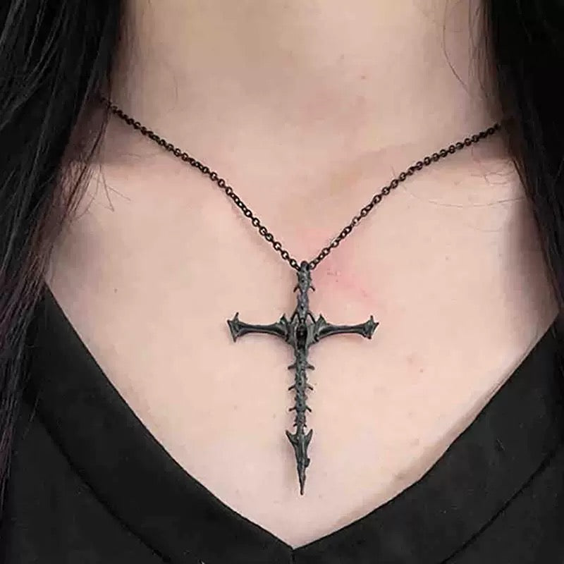 Cursed Skeleton Cross Necklace