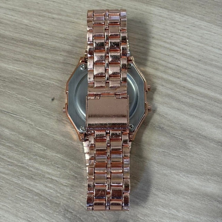 0152 - Retro Square Rose Gold Digital Watch