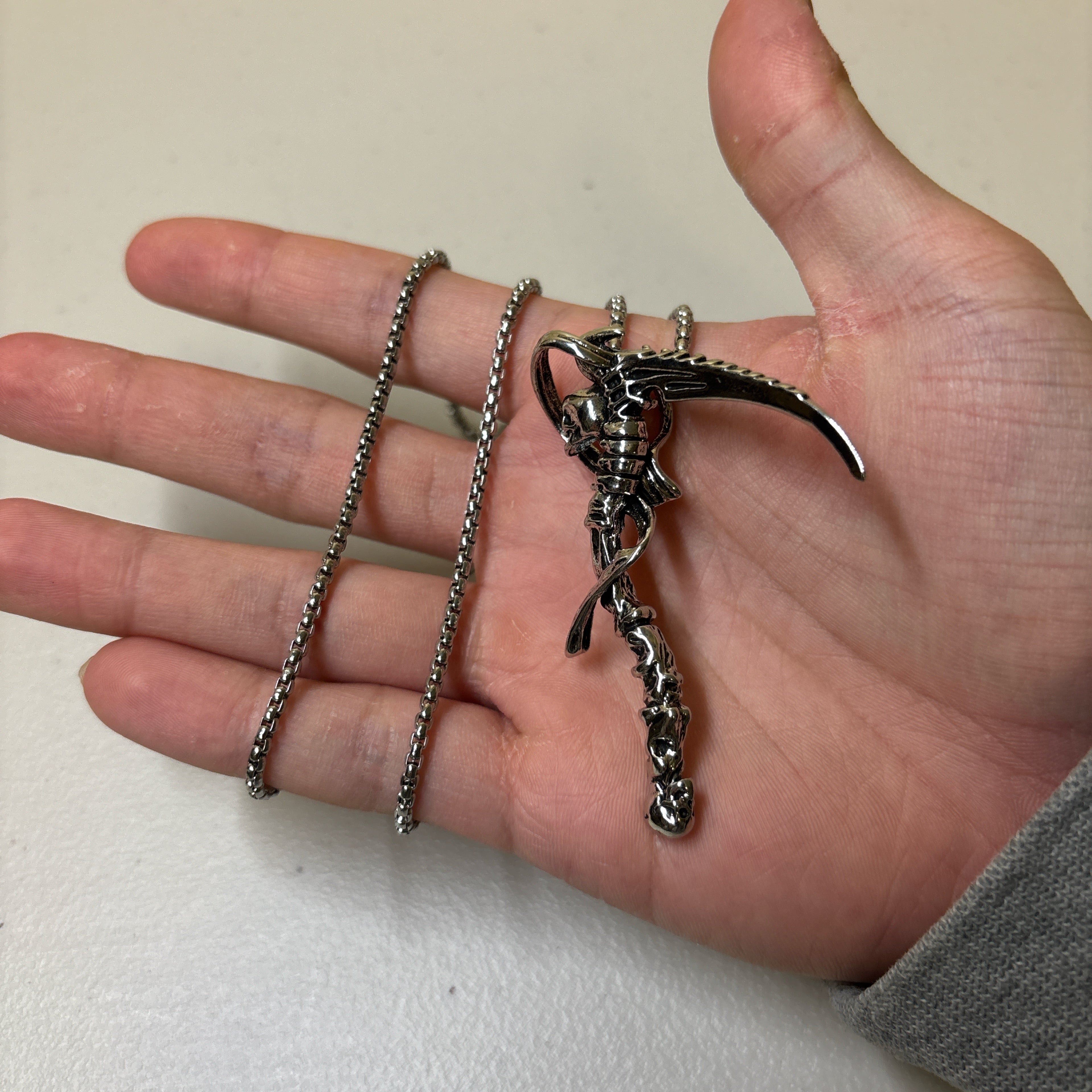 0216 - Skeleton Scythe Necklace