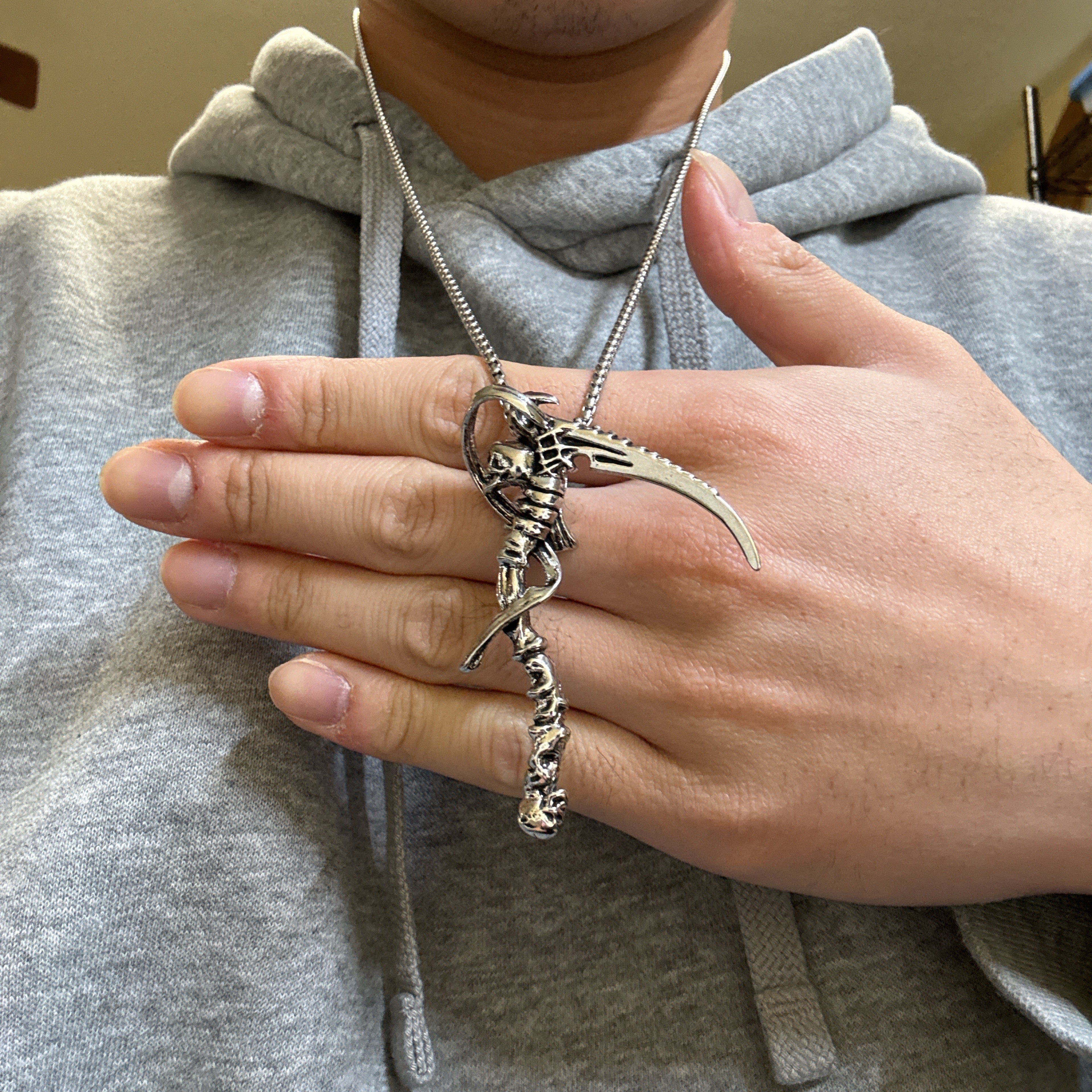 0216 - Skeleton Scythe Necklace