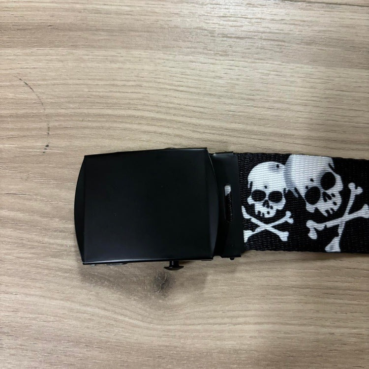 0088 - Skull Printed Canvas Belt