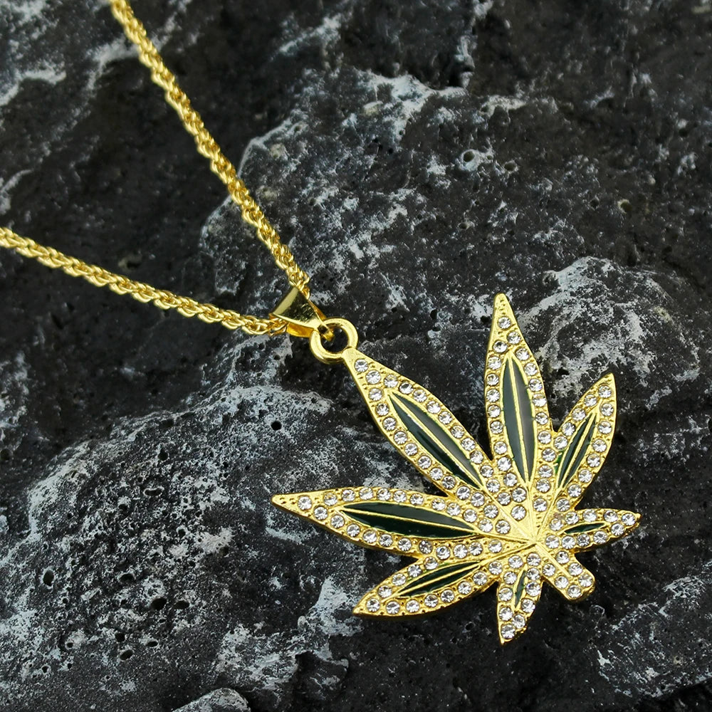 Rhinestone Weed Necklace