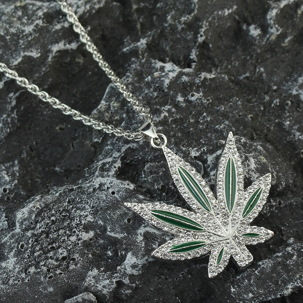 Rhinestone Weed Necklace