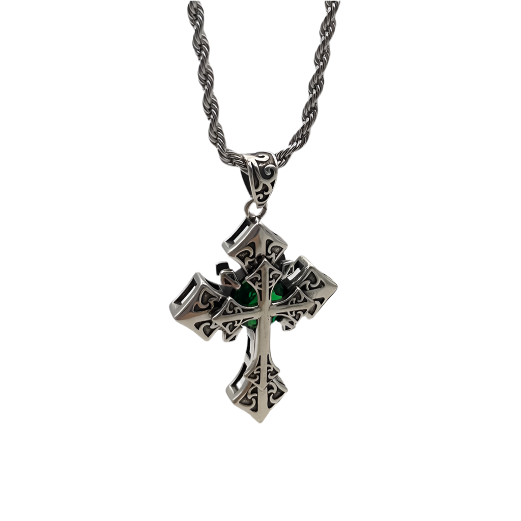 Emerald Core Cross Necklace