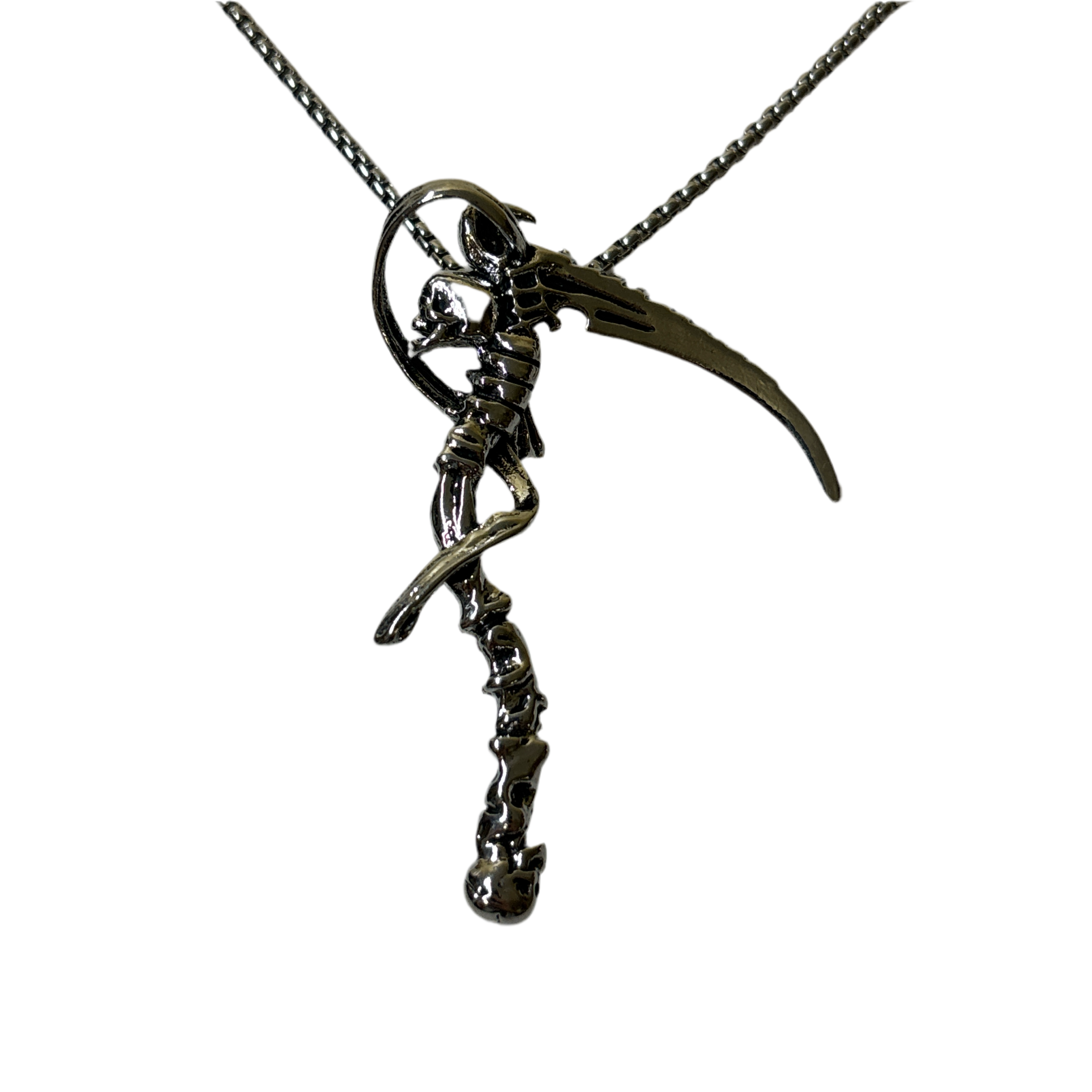 0216 - Skeleton Scythe Necklace