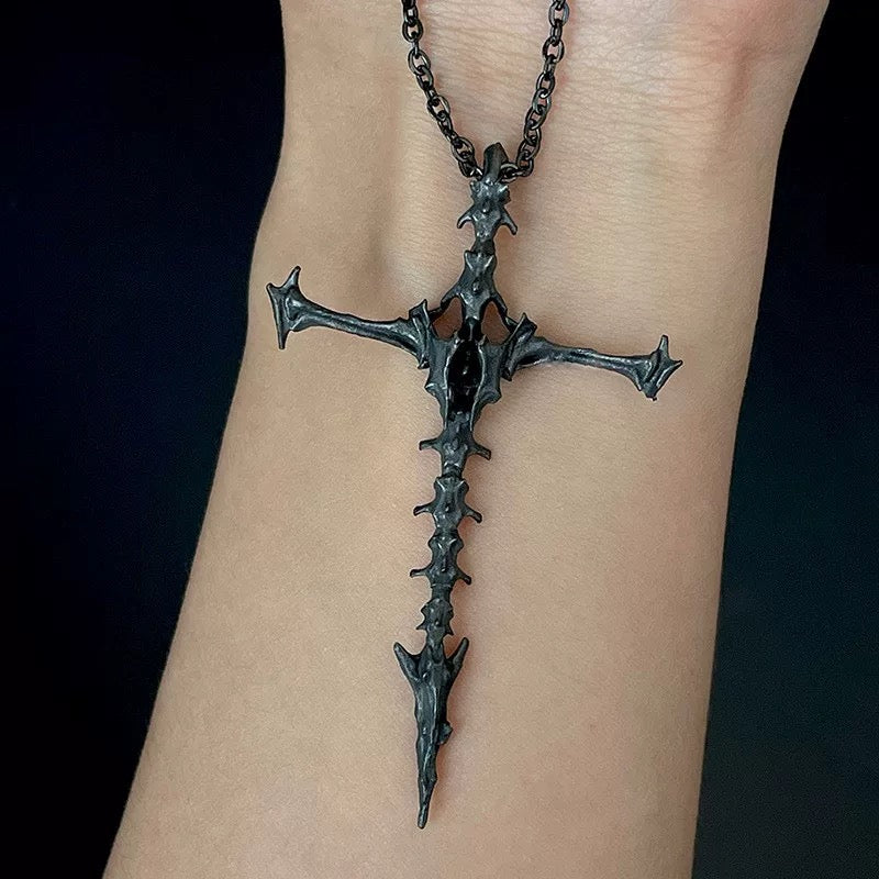 Cursed Skeleton Cross Necklace