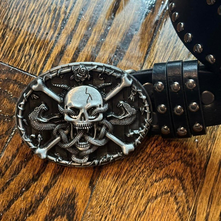 0024 - Skull-Face Rivet Belt