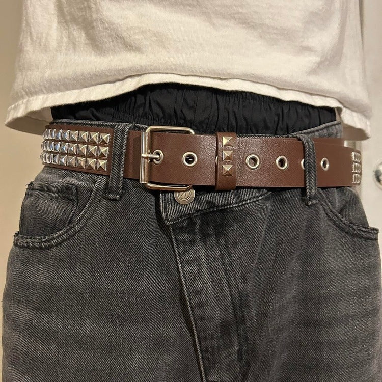 0031 - Pyramid Studded Belt (coffee brown)