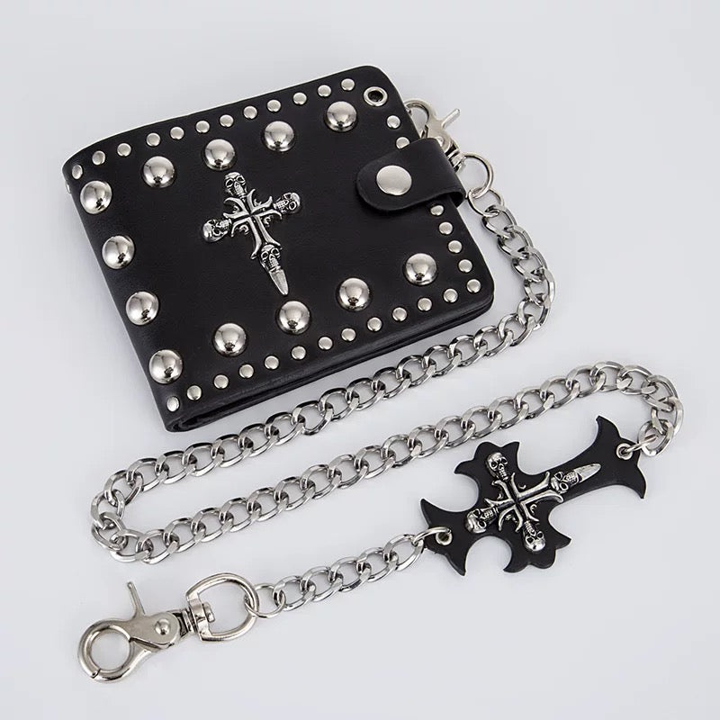 Studded Cross Skull Wallet