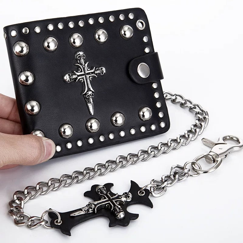 Studded Cross Skull Wallet