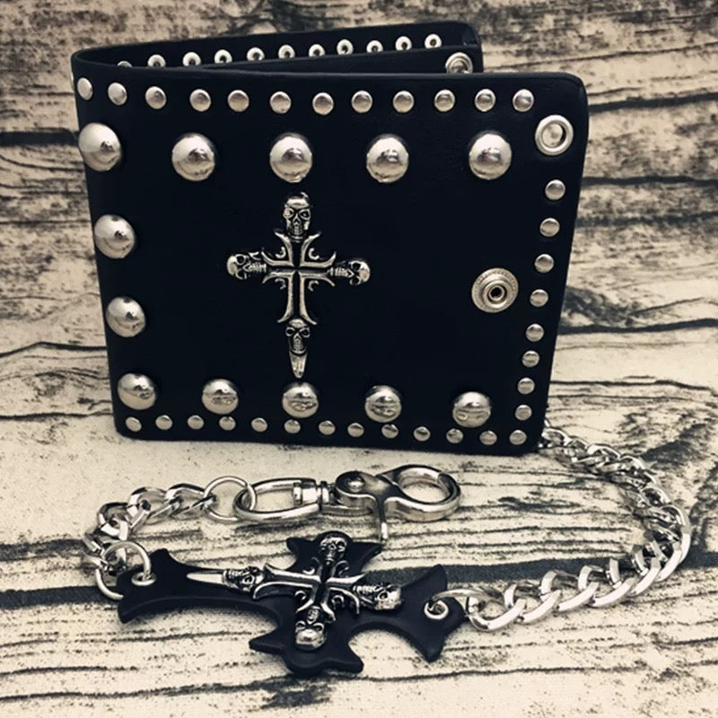 Studded Cross Skull Wallet