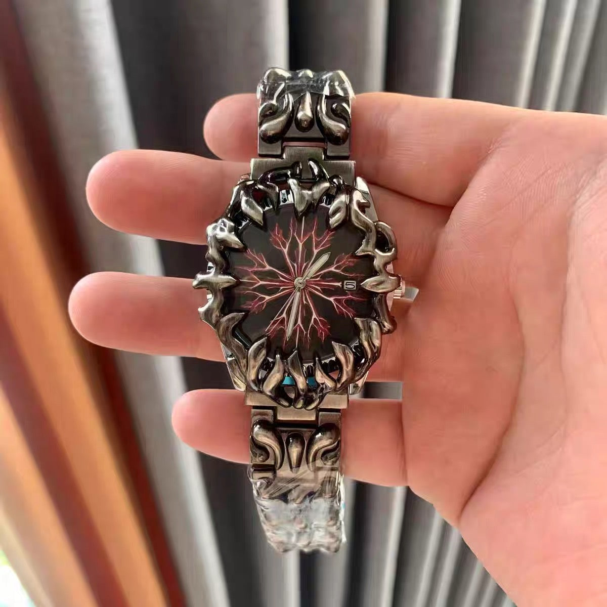 Crimson Vein Steel Watch