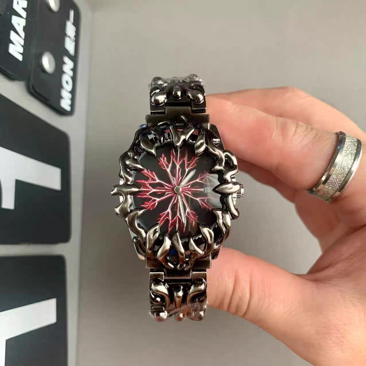 Crimson Vein Steel Watch