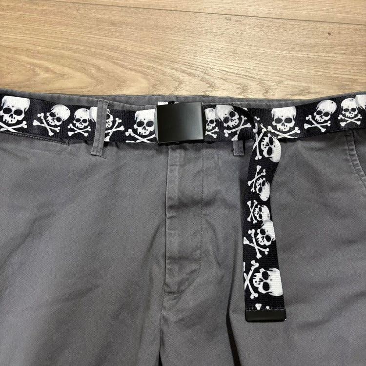 0088 - Skull Printed Canvas Belt