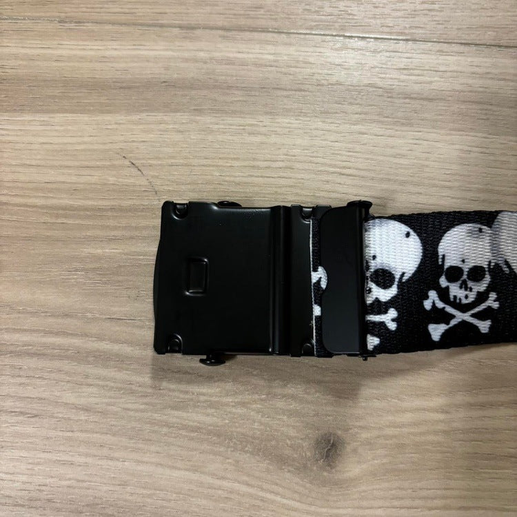 0088 - Skull Printed Canvas Belt