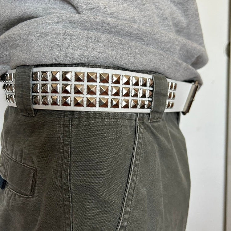 0032 - Pyramid Studded Belt (white)