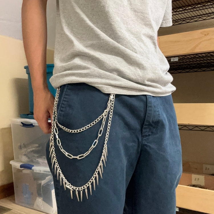 0326 - Layered Rivet Spike Wallet Chain