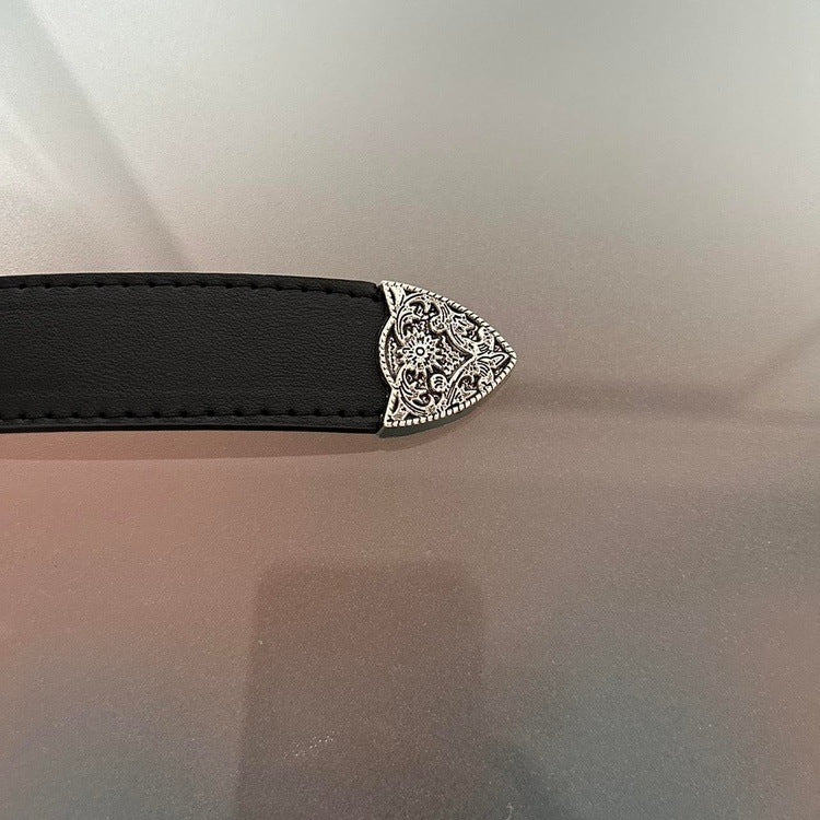 0030 - Y2K Floral Buckle Belt (black)