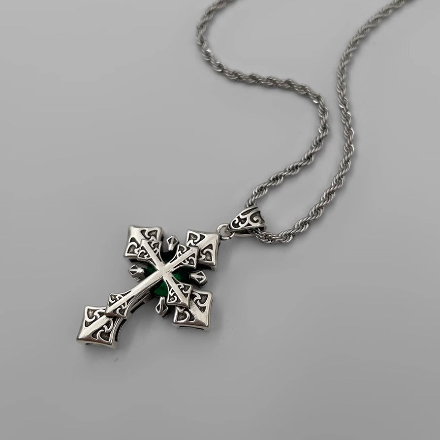 Emerald Core Cross Necklace
