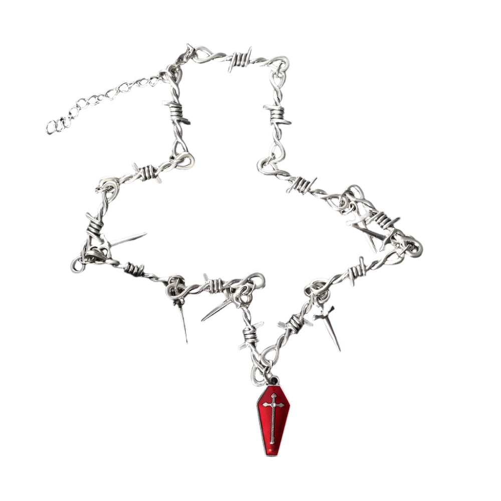 Vampire Coffin Cross Barbed Chain