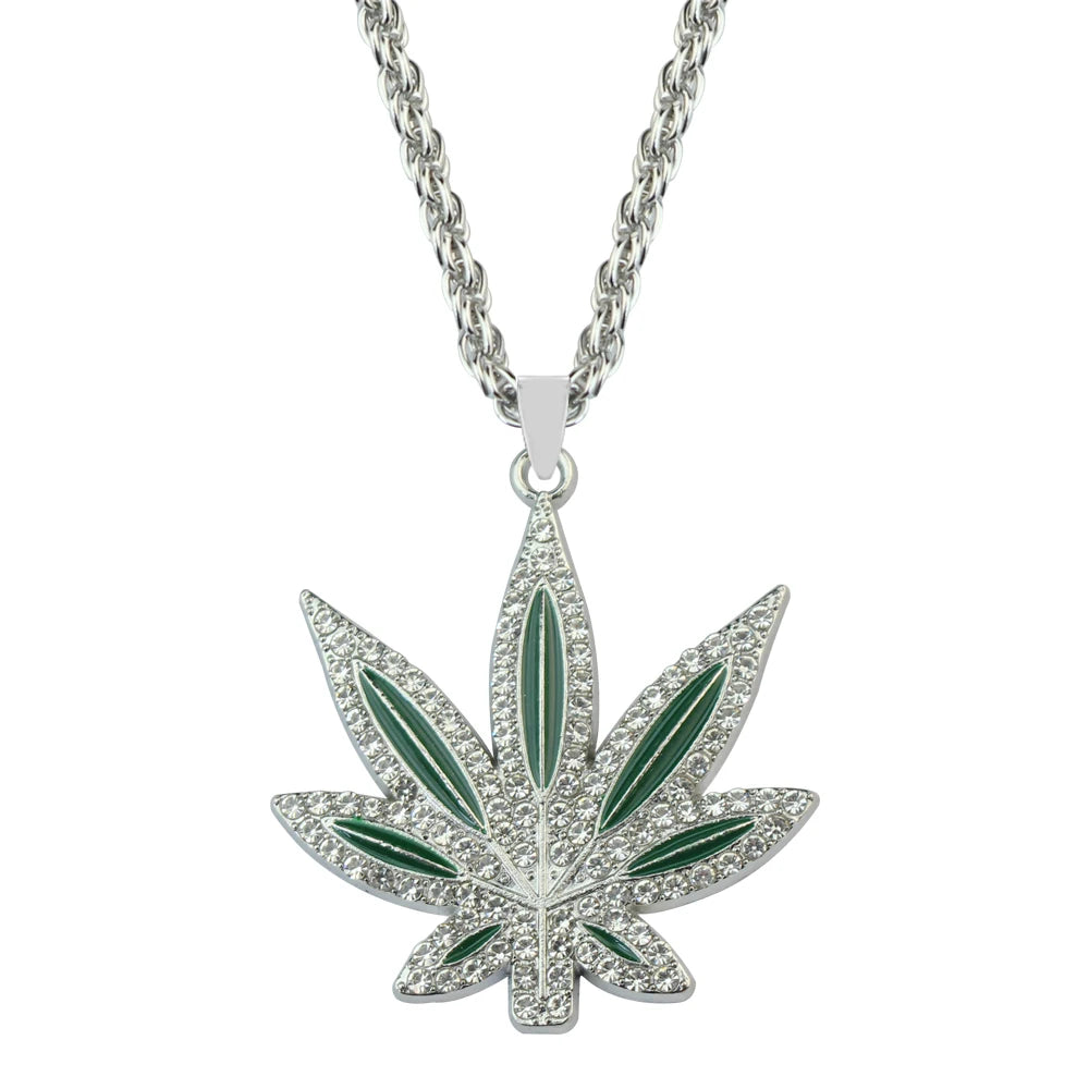 Rhinestone Weed Necklace