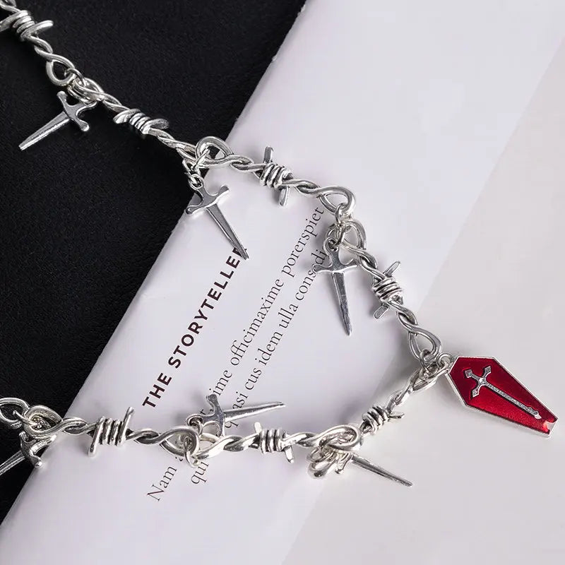 Vampire Coffin Cross Barbed Chain