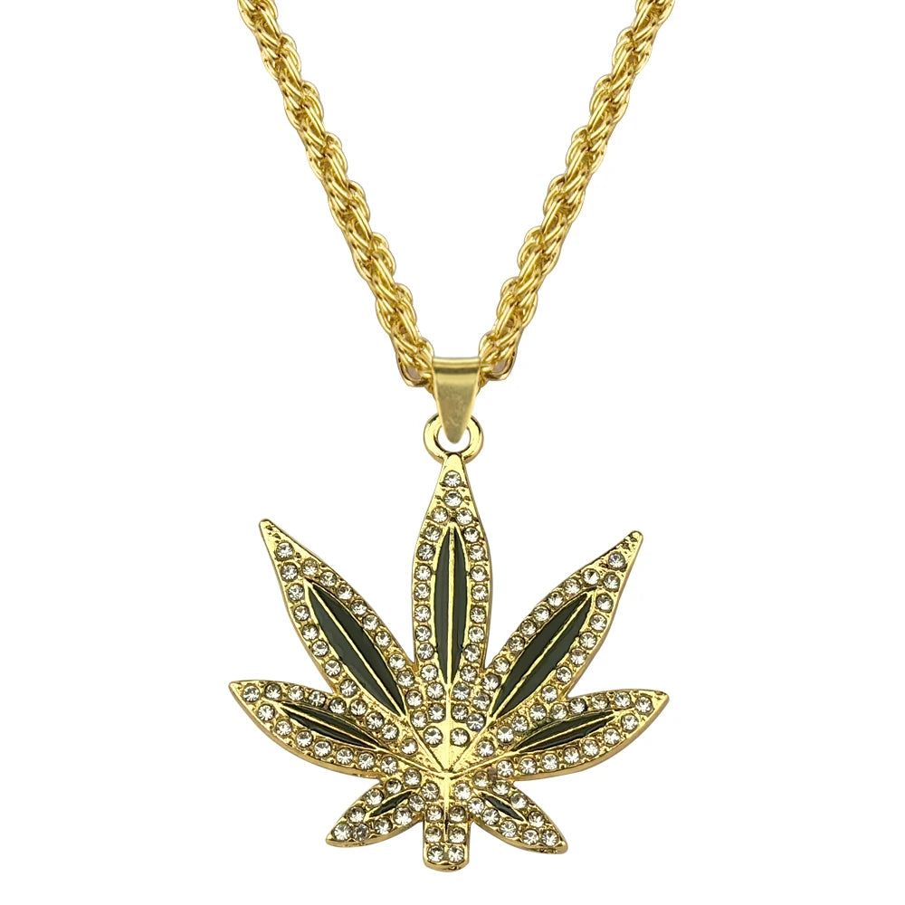 Rhinestone Weed Necklace