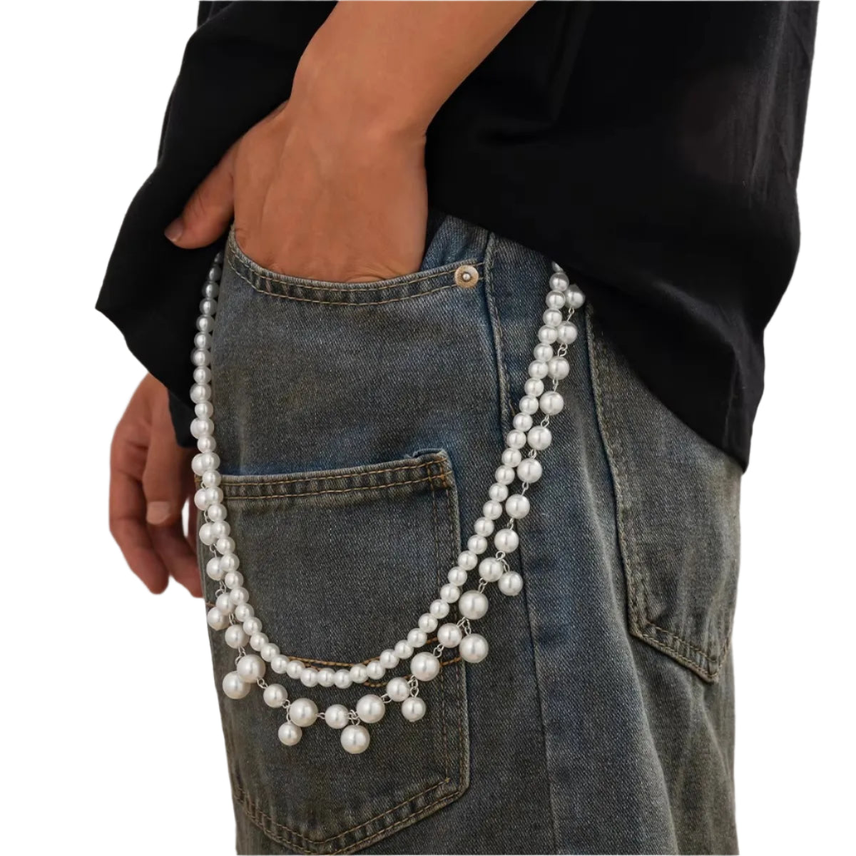 Layered Pearl Wallet Chain