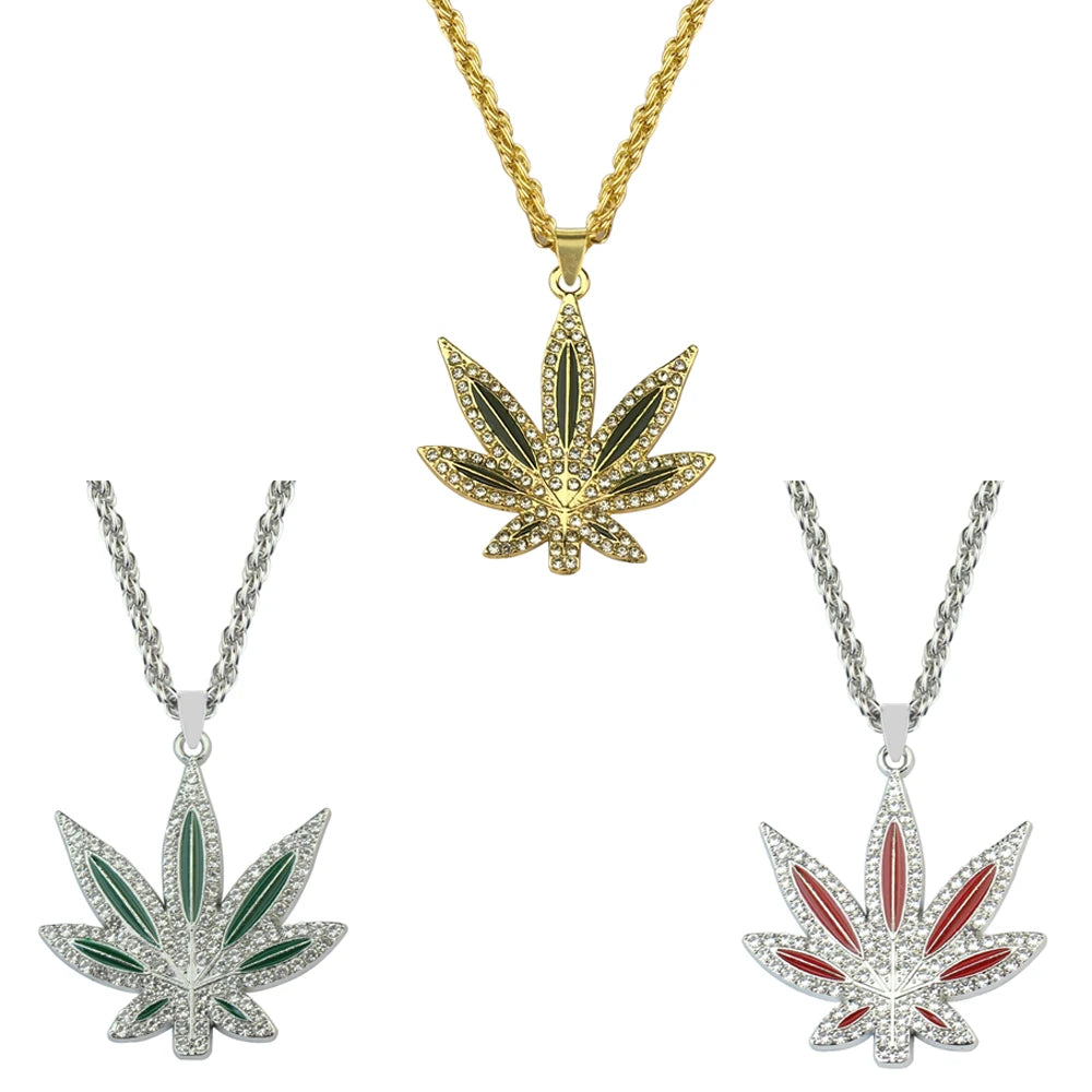 Rhinestone Weed Necklace