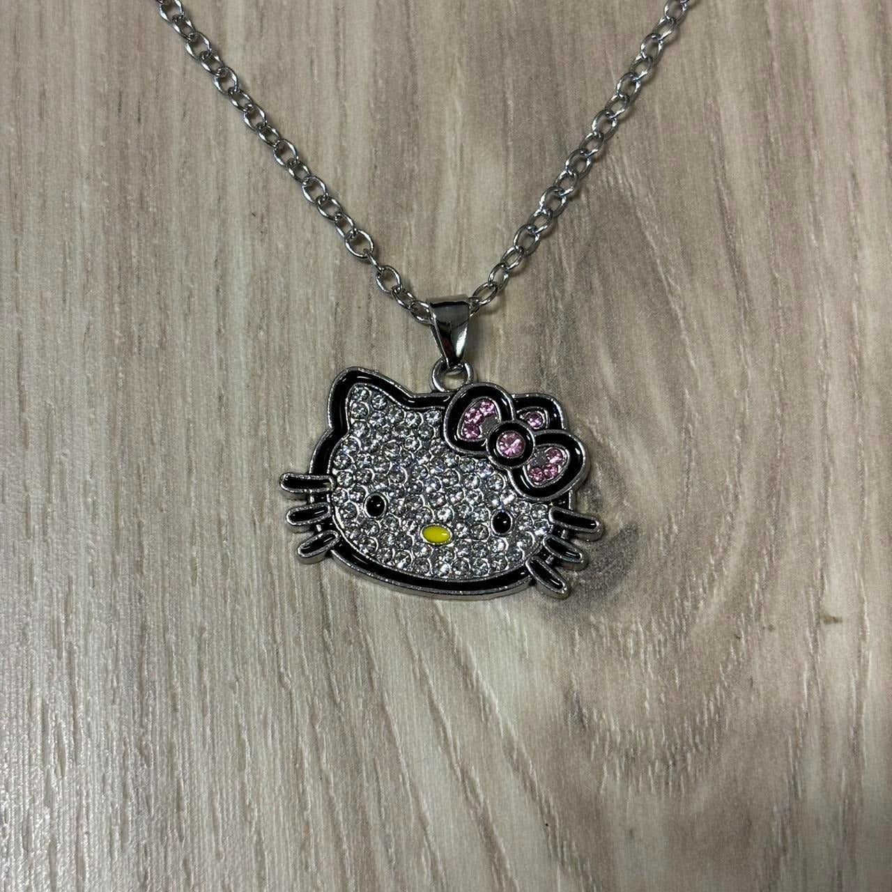 0502 - Y2K Rhinestone Hello Kitty Necklace